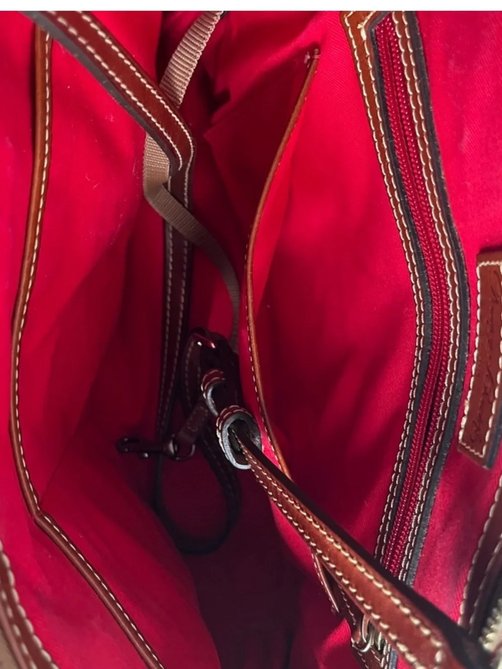 Dooney & Bourke Pebbled Grain Zip zip Turquoise Leather Satchel with Brown Trim